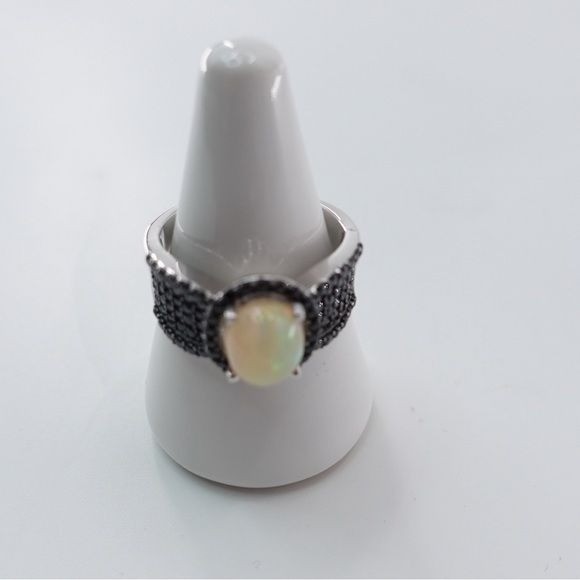 NIP JTV Fire Opal Black Spinel Sterling Silver Ring DOCY480-10 Sz 10 Multicolor
