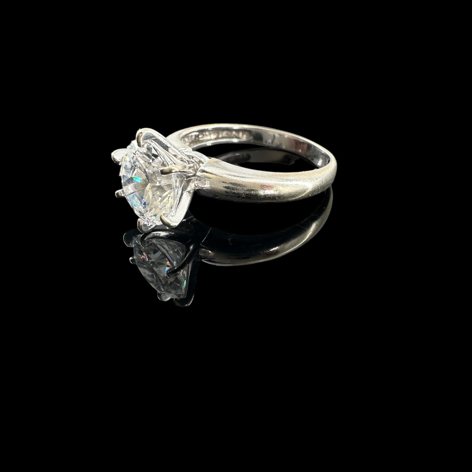 SW 14K White Gold Solitaire Ring Round Cut Zirconia Stone Size 6 2.9g 8mm stone