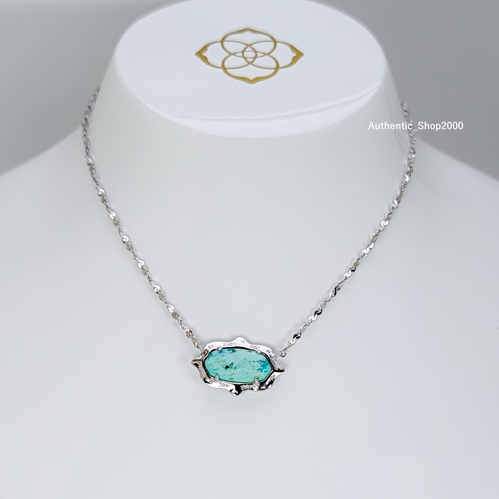 New 100% Authentic KENDRA SCOTT Sea Green Chrysocolla Elisa Scallop Necklace