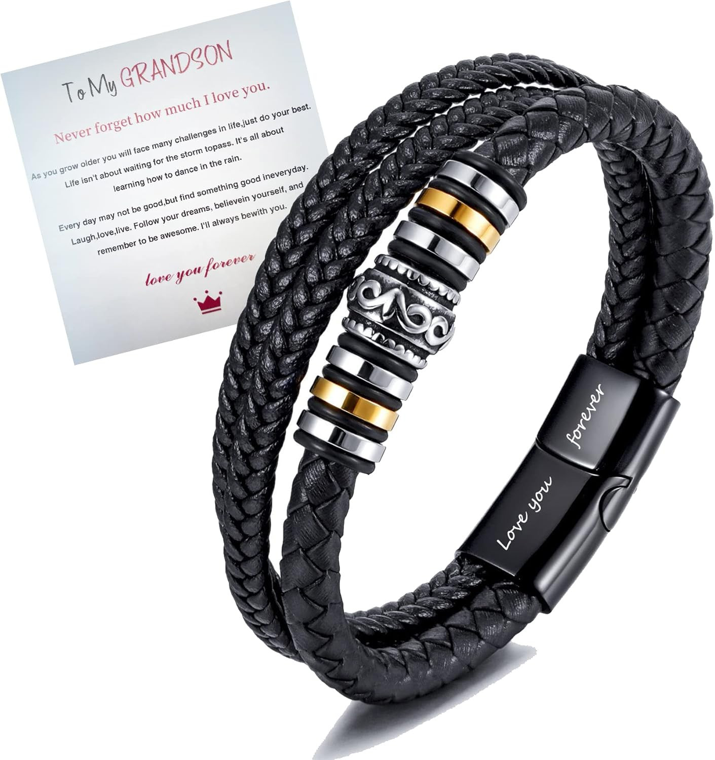 21 CM to My Son/To My Grandson Bracelet- “I Will Always Be with You” Braide