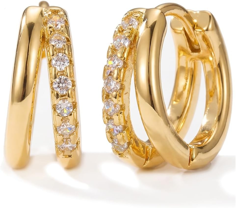 Gold Small Hoop Earrings for Women Trendy Dainty 14K Gold Huggie Hoop Earrings S