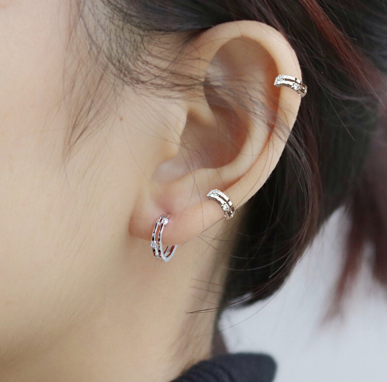925 Sterling Silver Plated Huggie Hoop Earrings Girl Women Gift 10/6mm TH5