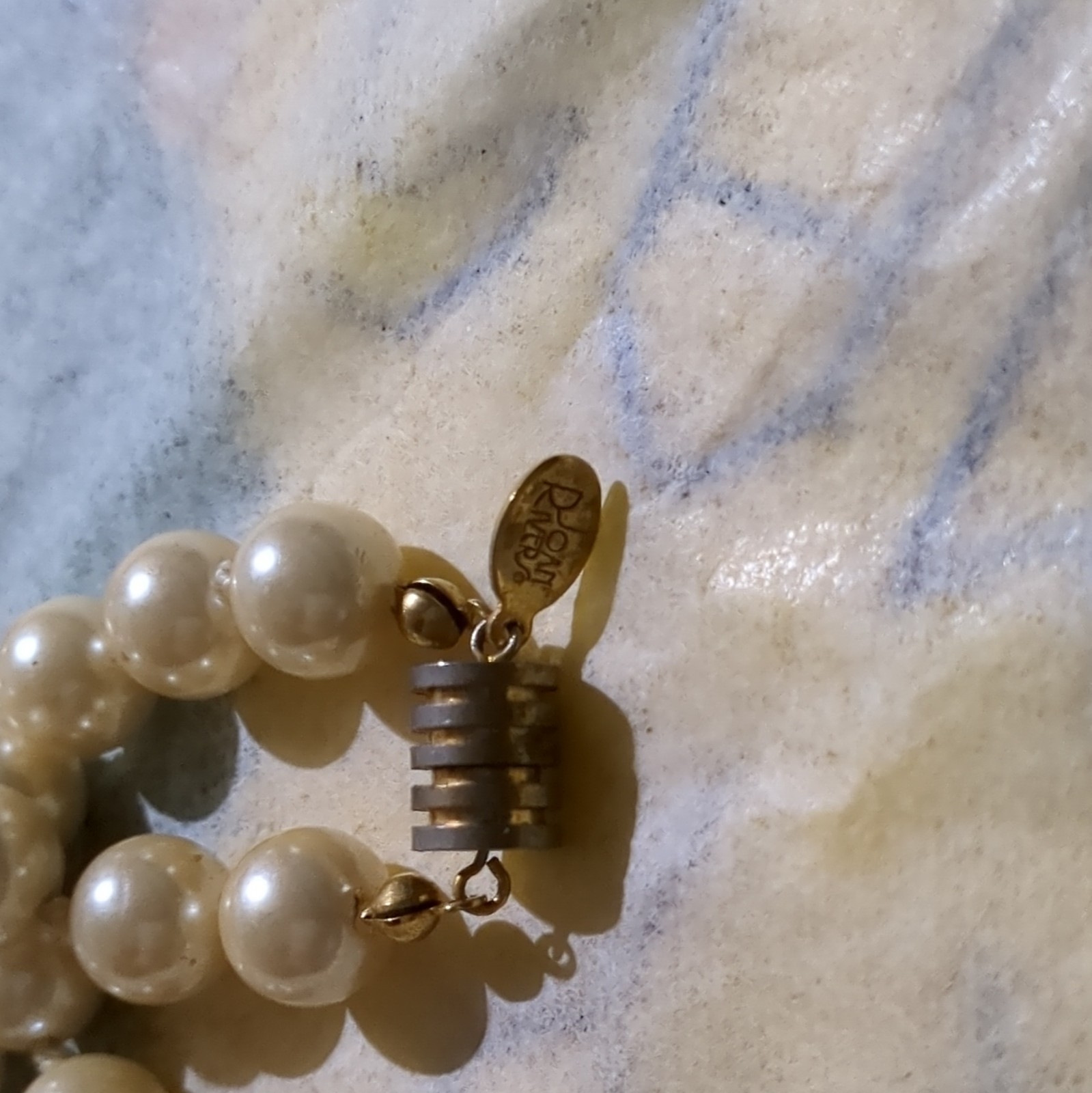 Joan Rivers Faux Pearl Cream Beaded Strand Necklace Crystal Screw w/ Box