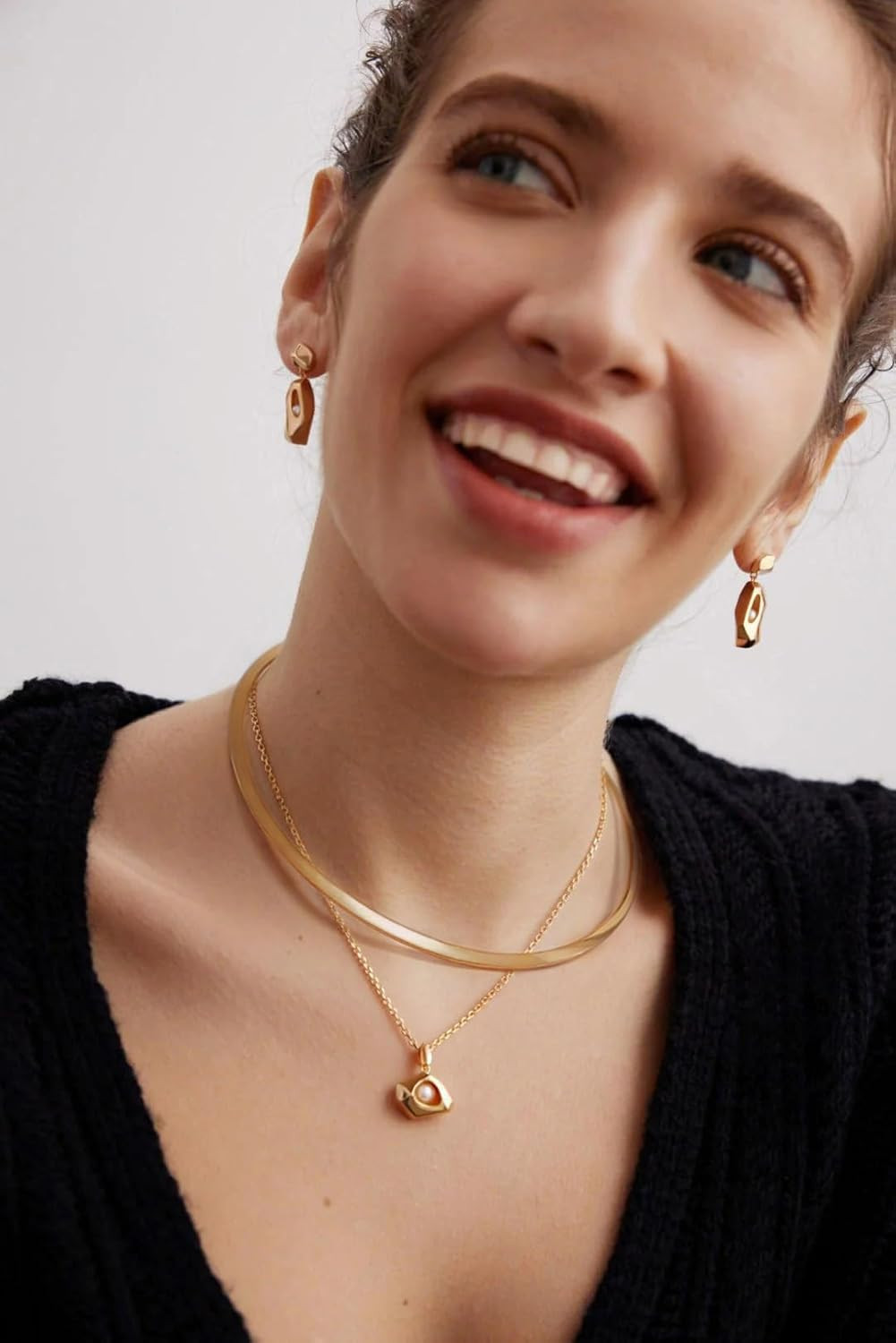 18K Gold Plated Cuff Choker Necklace for Women Chunky Wire Chain Collar Jewelry