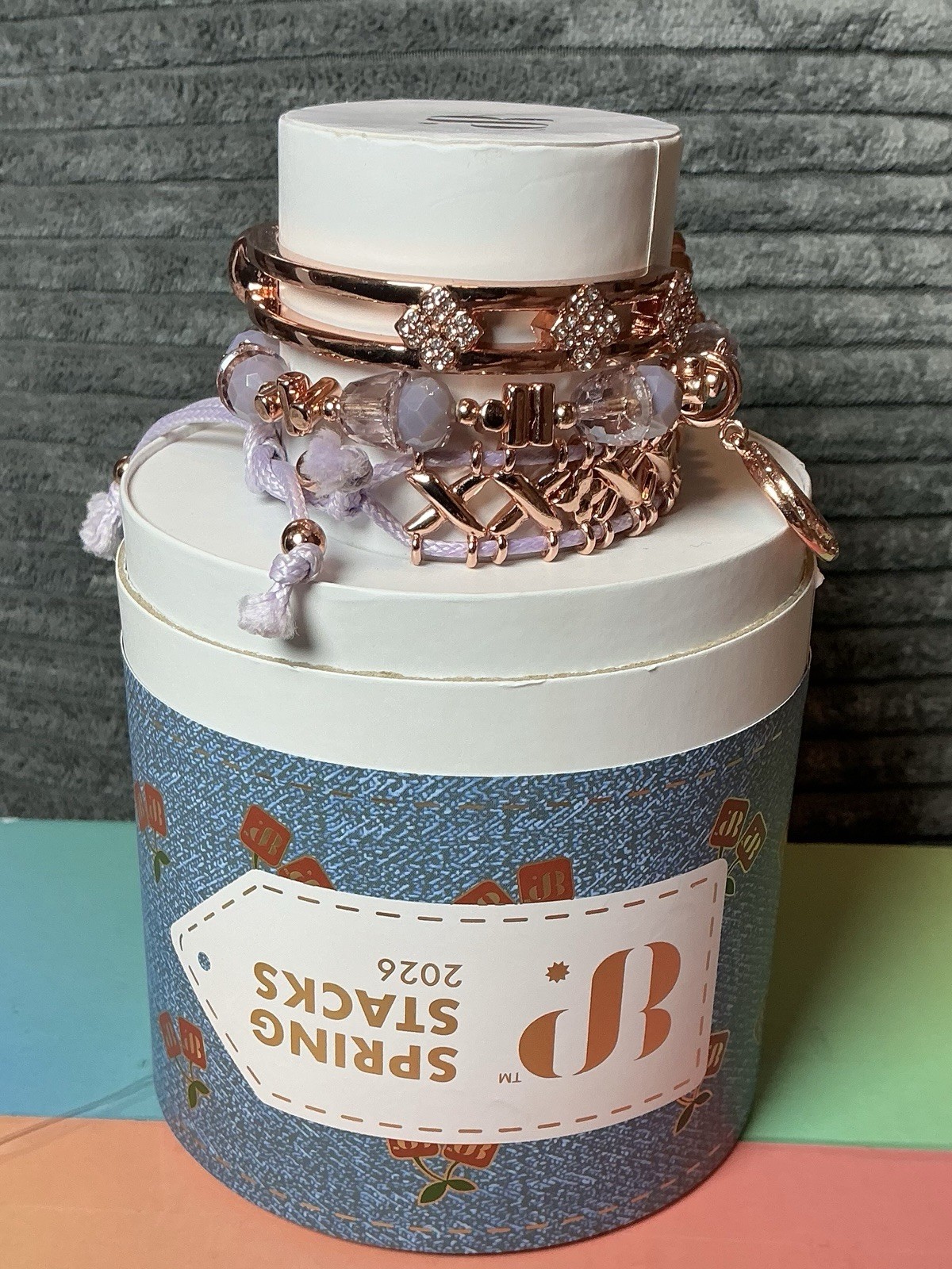 Ring Bomb Party Lunar Elegance Rose Gold Plated Purple Crystal Bracelet ST52669