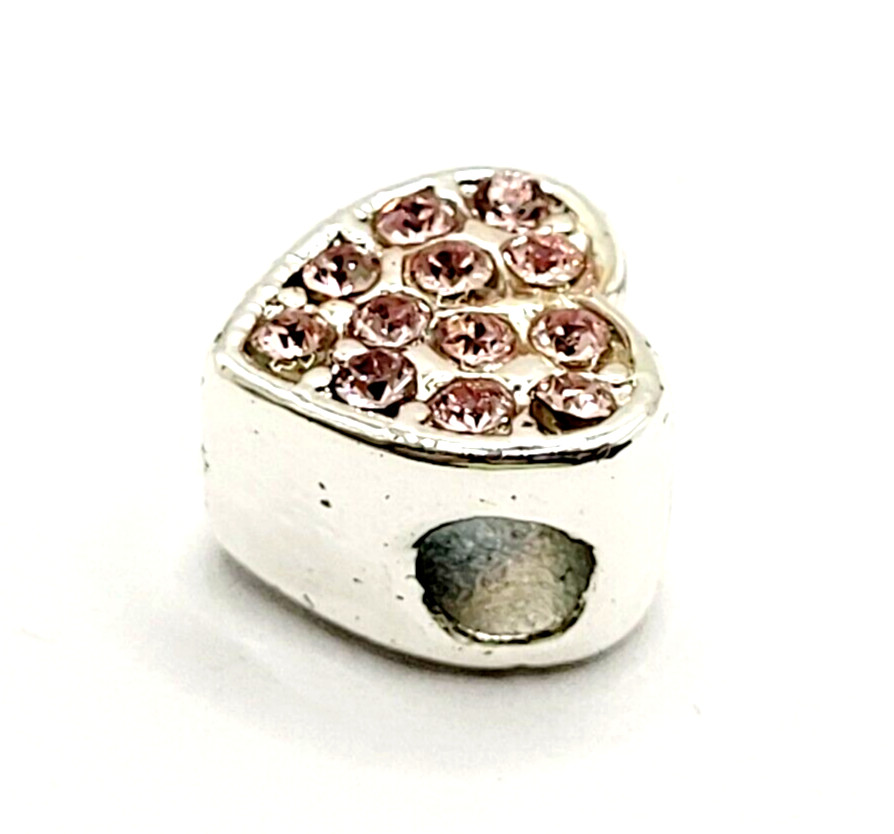 Avon Always in My Heart Pink Rhinestone Silver Tone Charm Cherished Memories