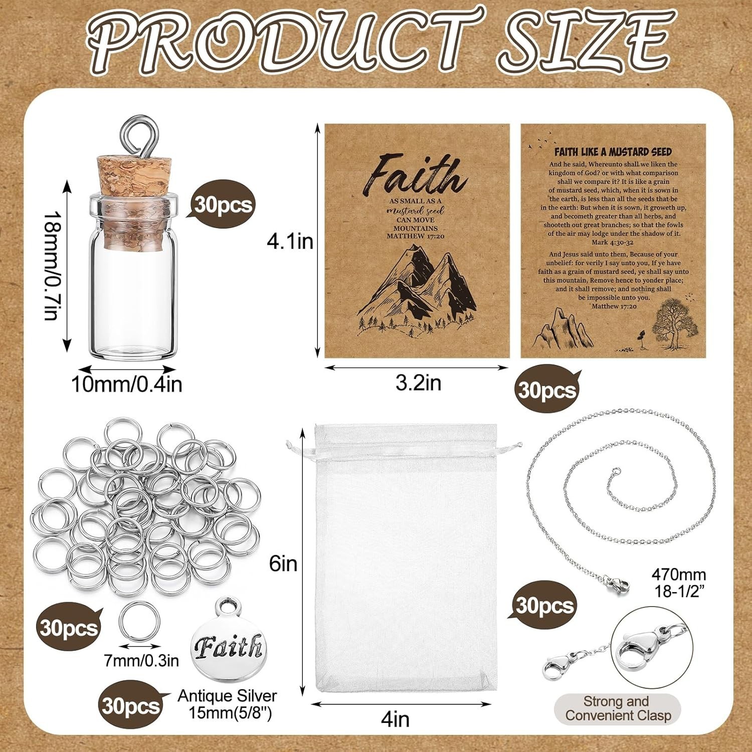 Classic 30-Piece Mustard Seed Necklace Set – Faith Inspired Gifts for Adults