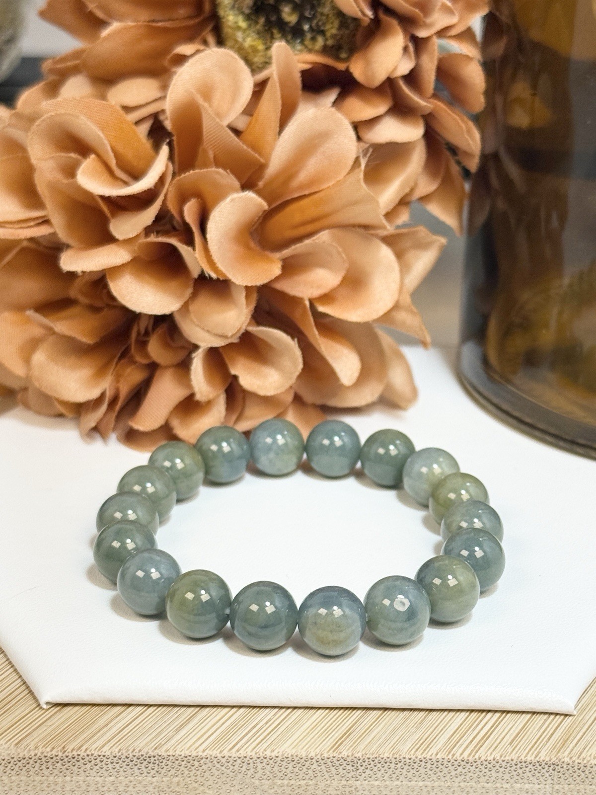 Jadeite Light Blue/Yellow Bead Bracelet 9.8MM