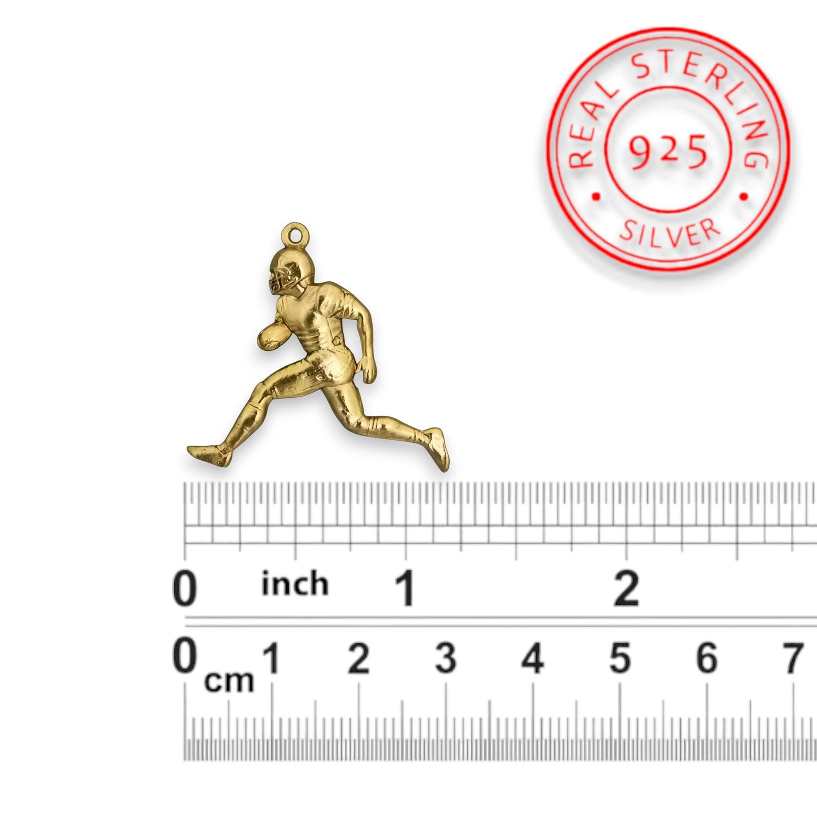 American Football Pendant – Gold-Plated 925 Silver Sports Necklace for Players