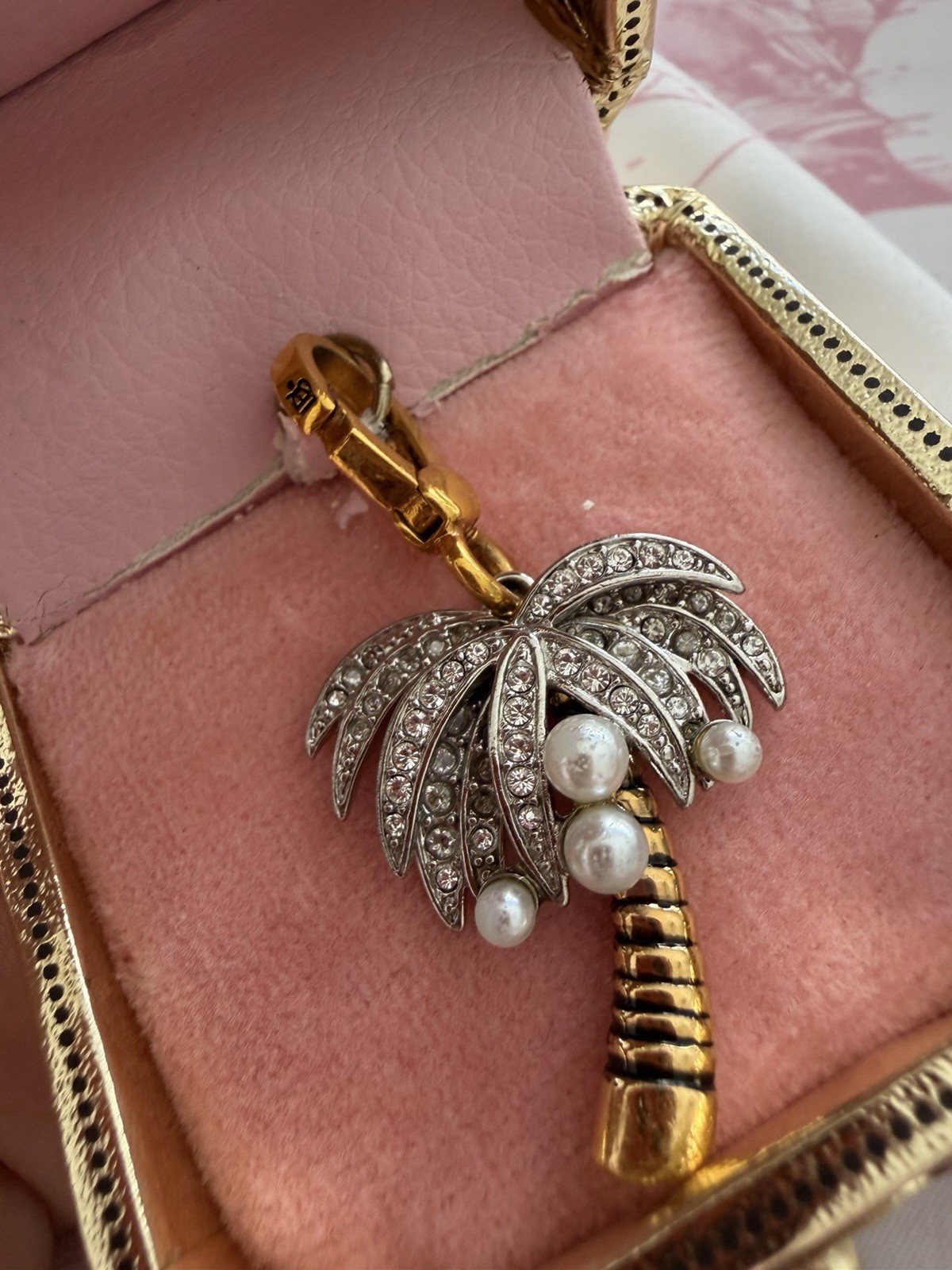Juicy Couture Swarovski Crystal & Faux Pearl Palm Tree Charm Retired