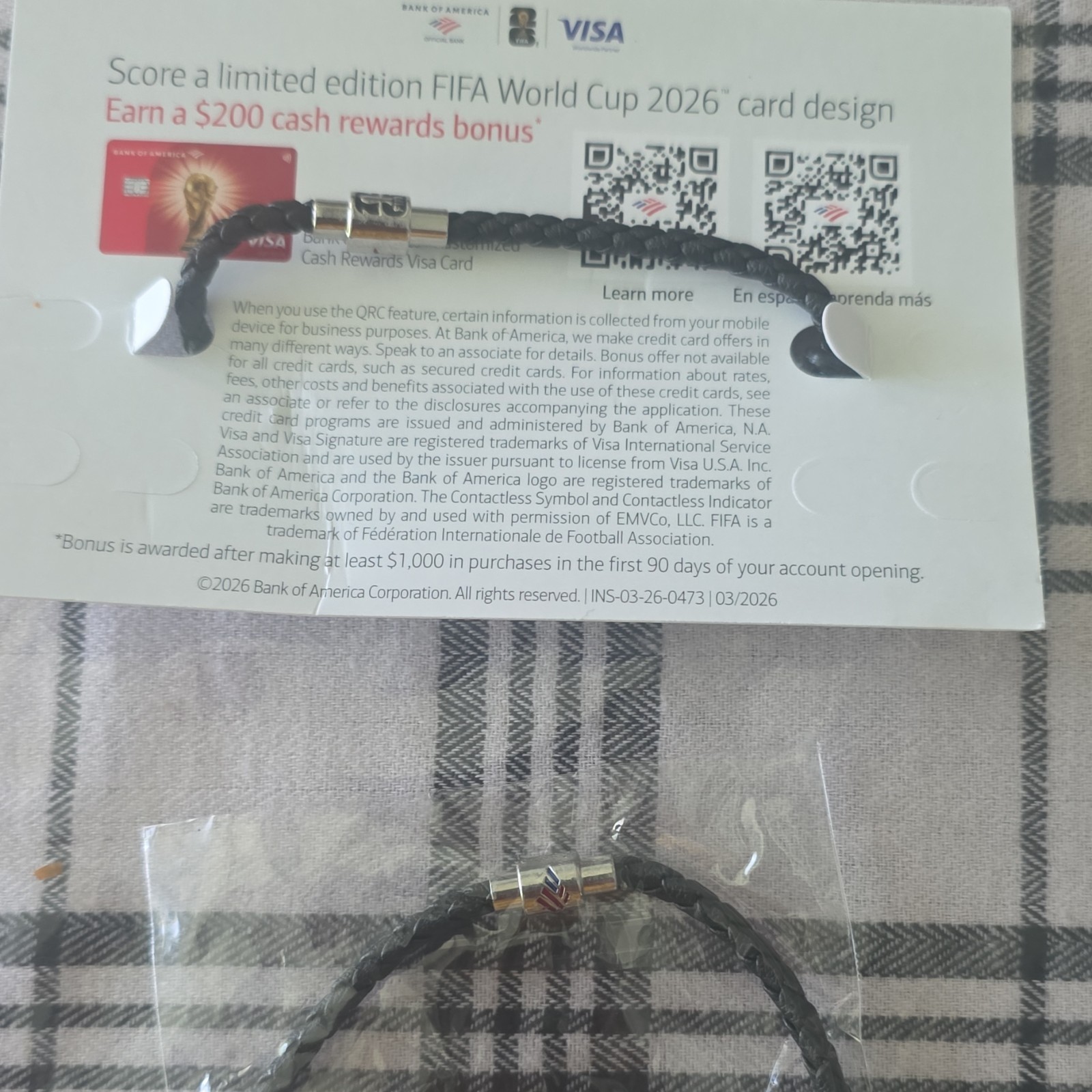 Bank of America FIFA World Cup 2026 Black/Multicolor Braided Charm Bracelet