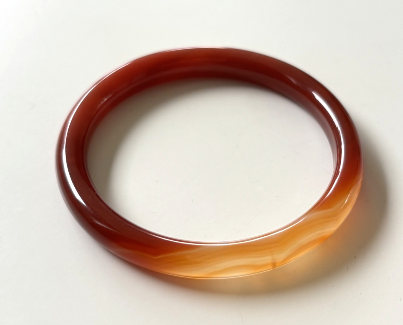 54mm Natural Carnelian Cherry Red Lace Agate Bangle Bracelet Banded Gemstone