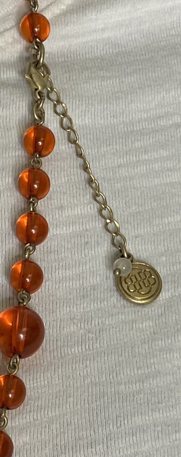 Bill Blass Orange Beaded Necklace Vintage 1980 Goldtone