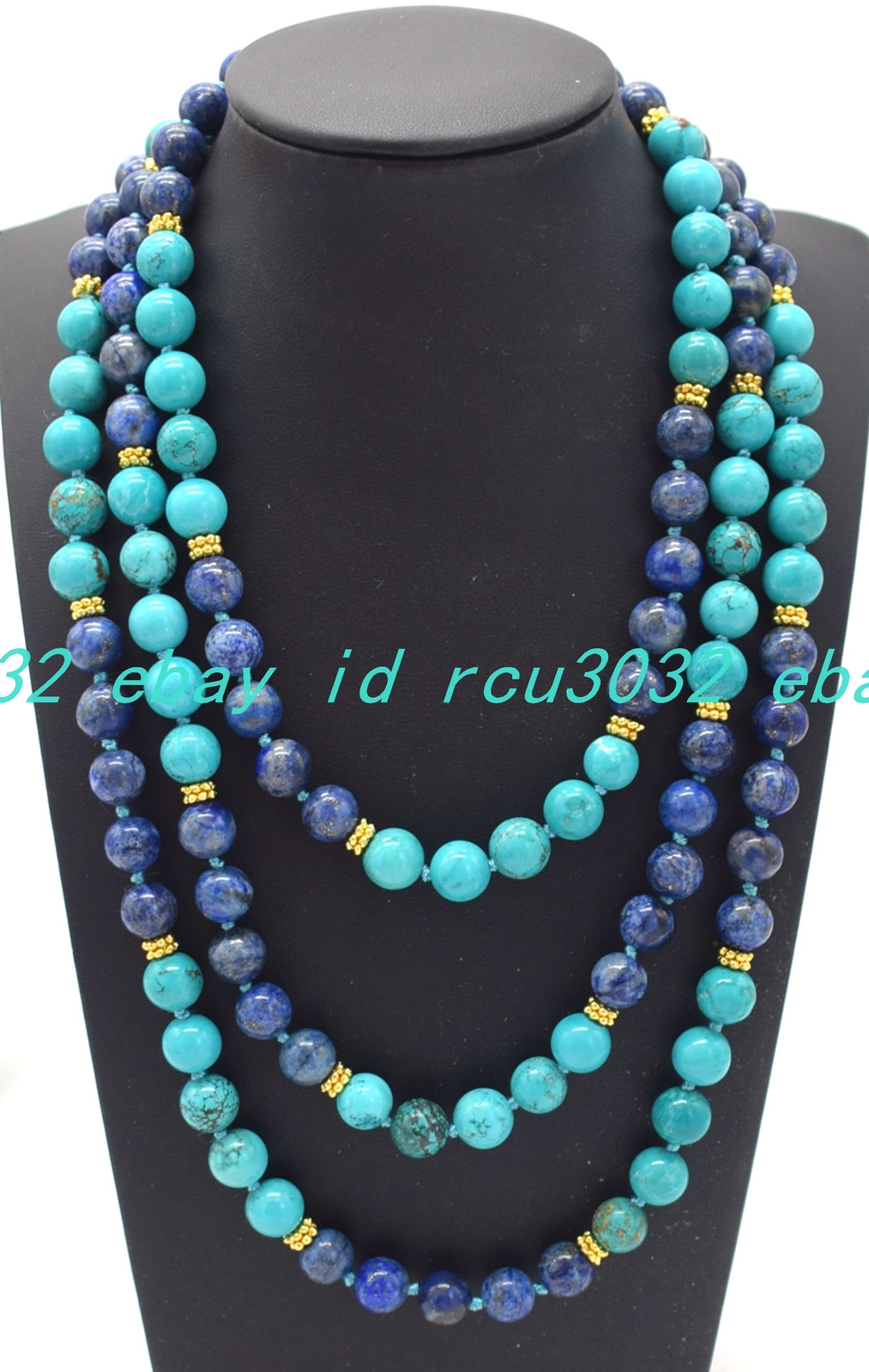 Handmade 8mm Blue Turquoise Lapis Lazuli Round Beads Gemstone Necklace 18-50 In