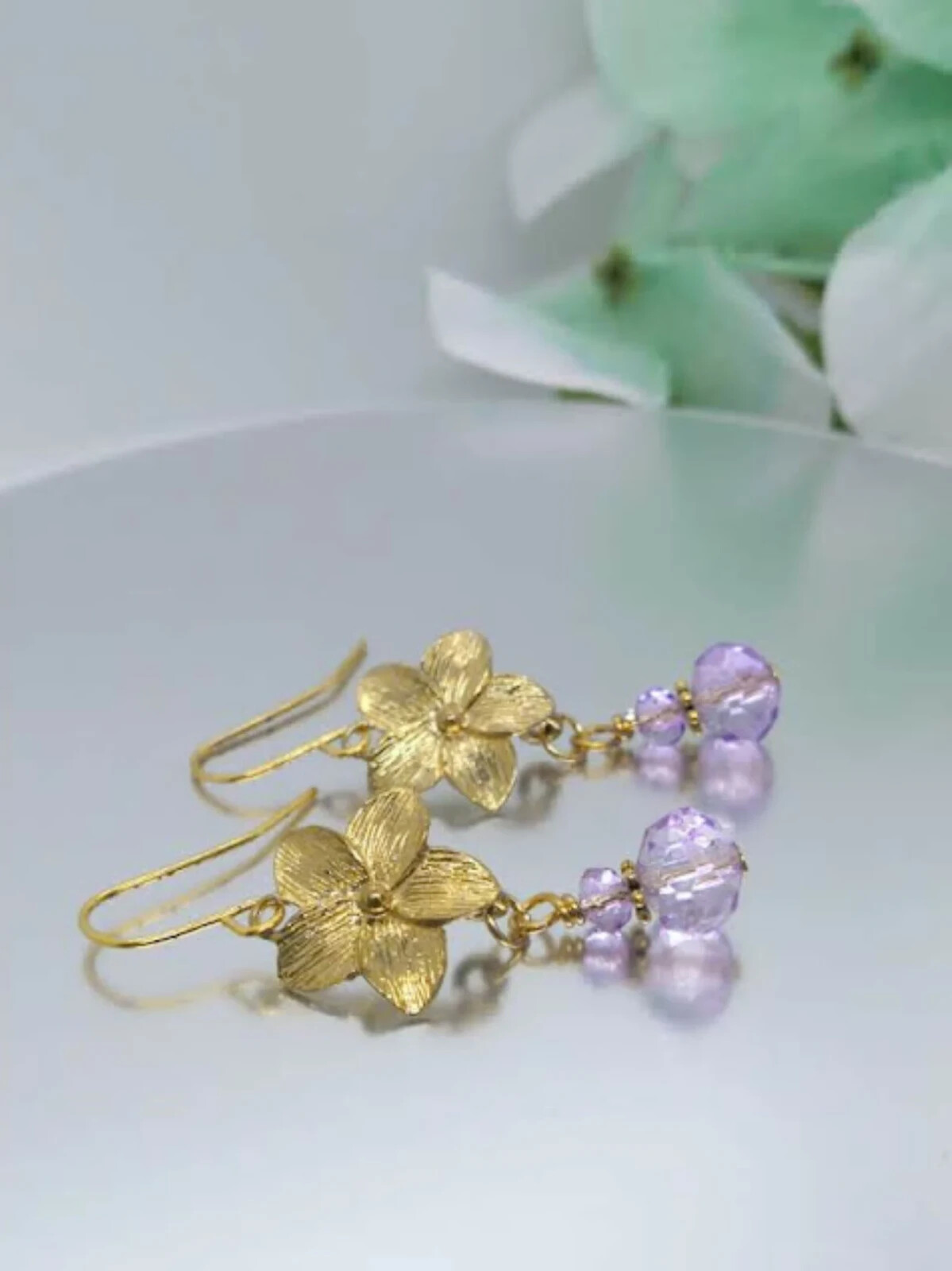Gold Plumeria Earrings, Gold Bridal Earrings, Dainty Gold Earrings, Flower