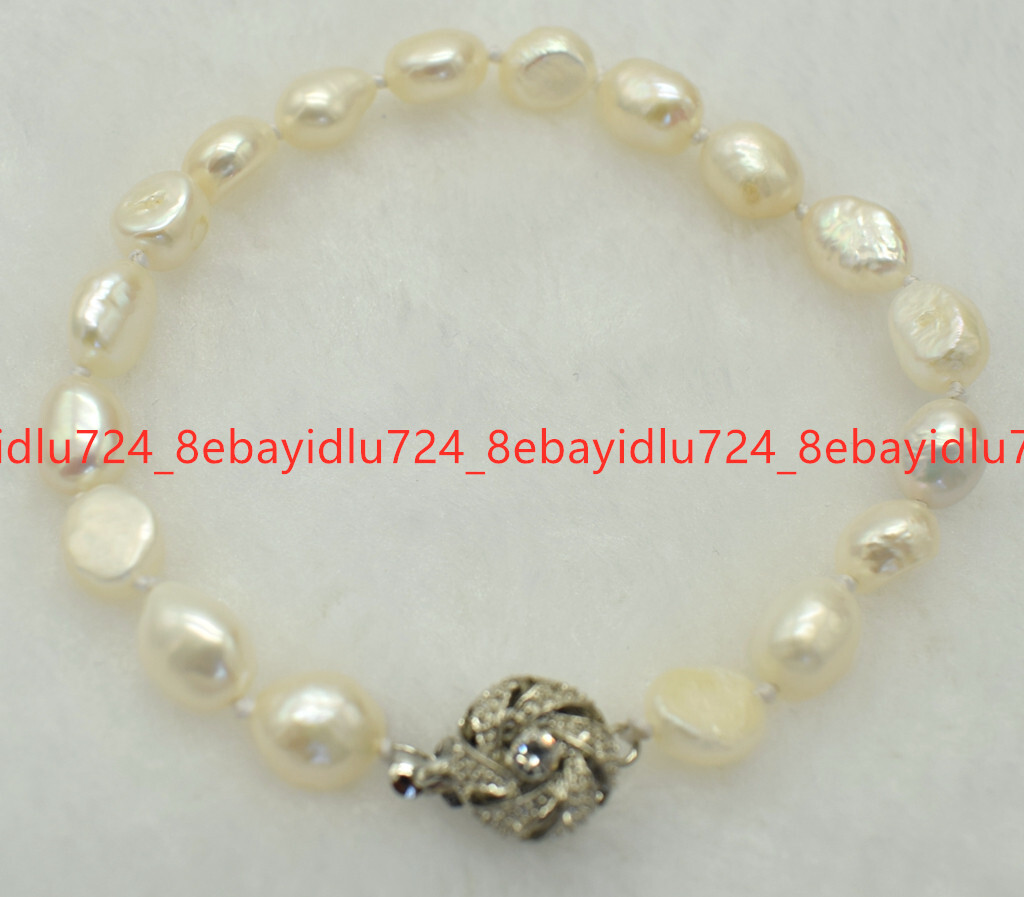 Fashion 7-8/8-9/9-10mm Multicolor Baroque Freshwater Pearl Bracelet 7.5”