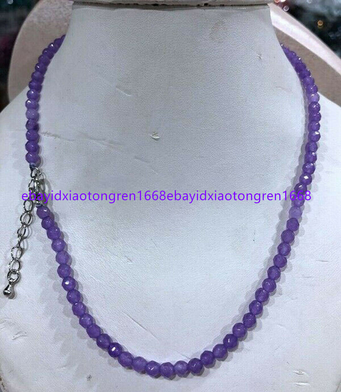 Faceted 4mm Multi-Color Jade/Opal/Agate Round Gemstone Beads Necklace 18″