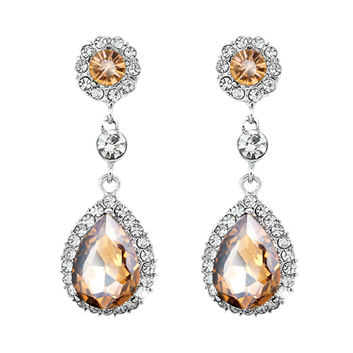 Chandelier Crystal Rhinestone Dangle Drop Statement Earrings Yellow