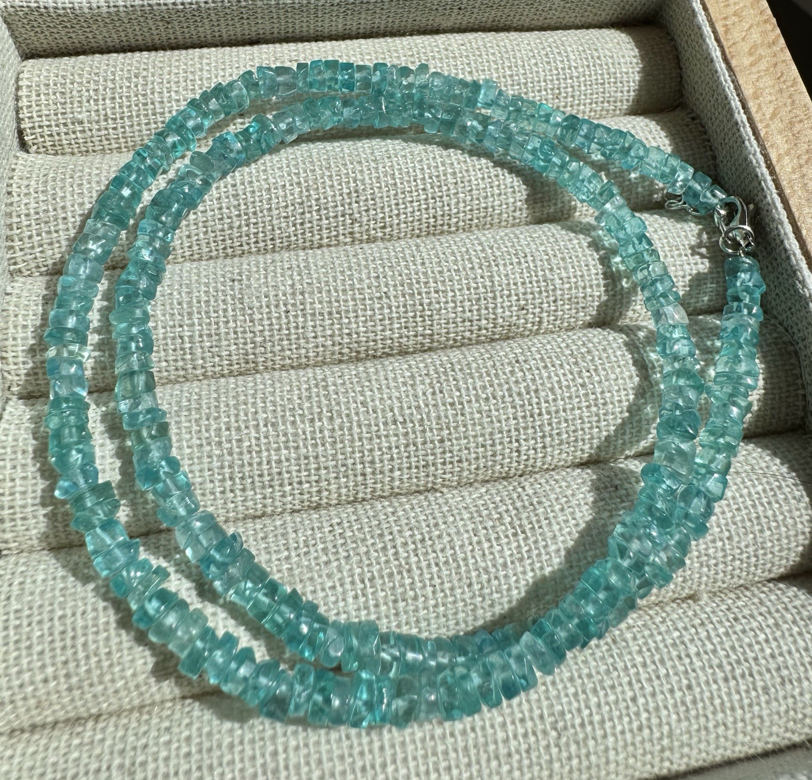 Natural blue Apatite 3.6mm necklace / Choker Total Length 40cm + 1.5cm S925