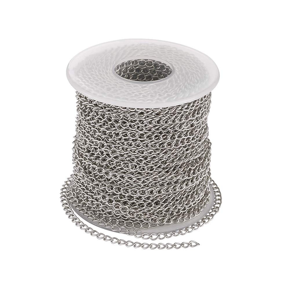 82ft 25M Soldered 304 Stainless Steel Curb Chain 4x3x0.6mm Jewelry Making
