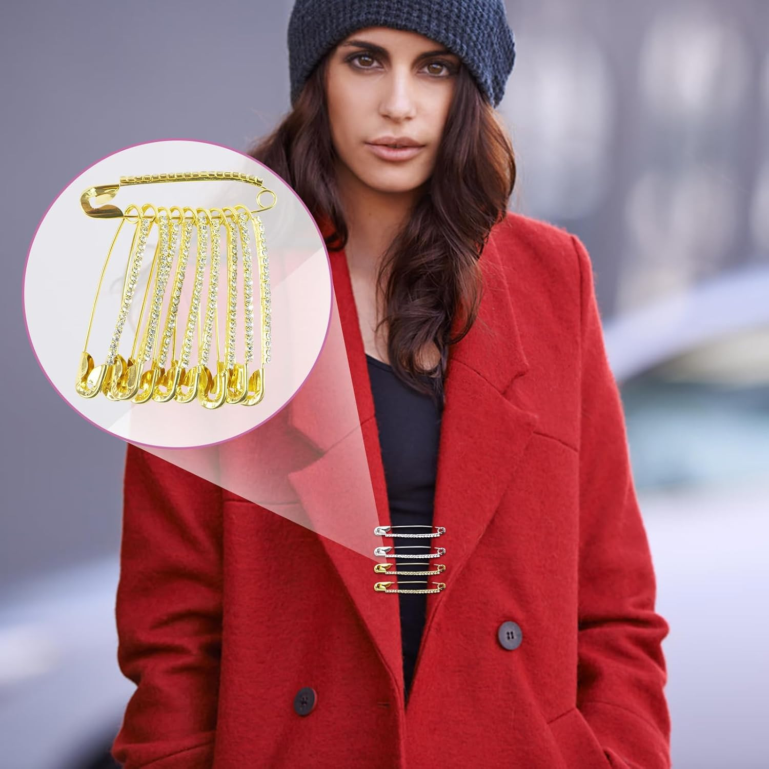 20PCS Rhinestone Safety Pins Gold Brooch – Hijab Pins, Charms for Socks, Brooche