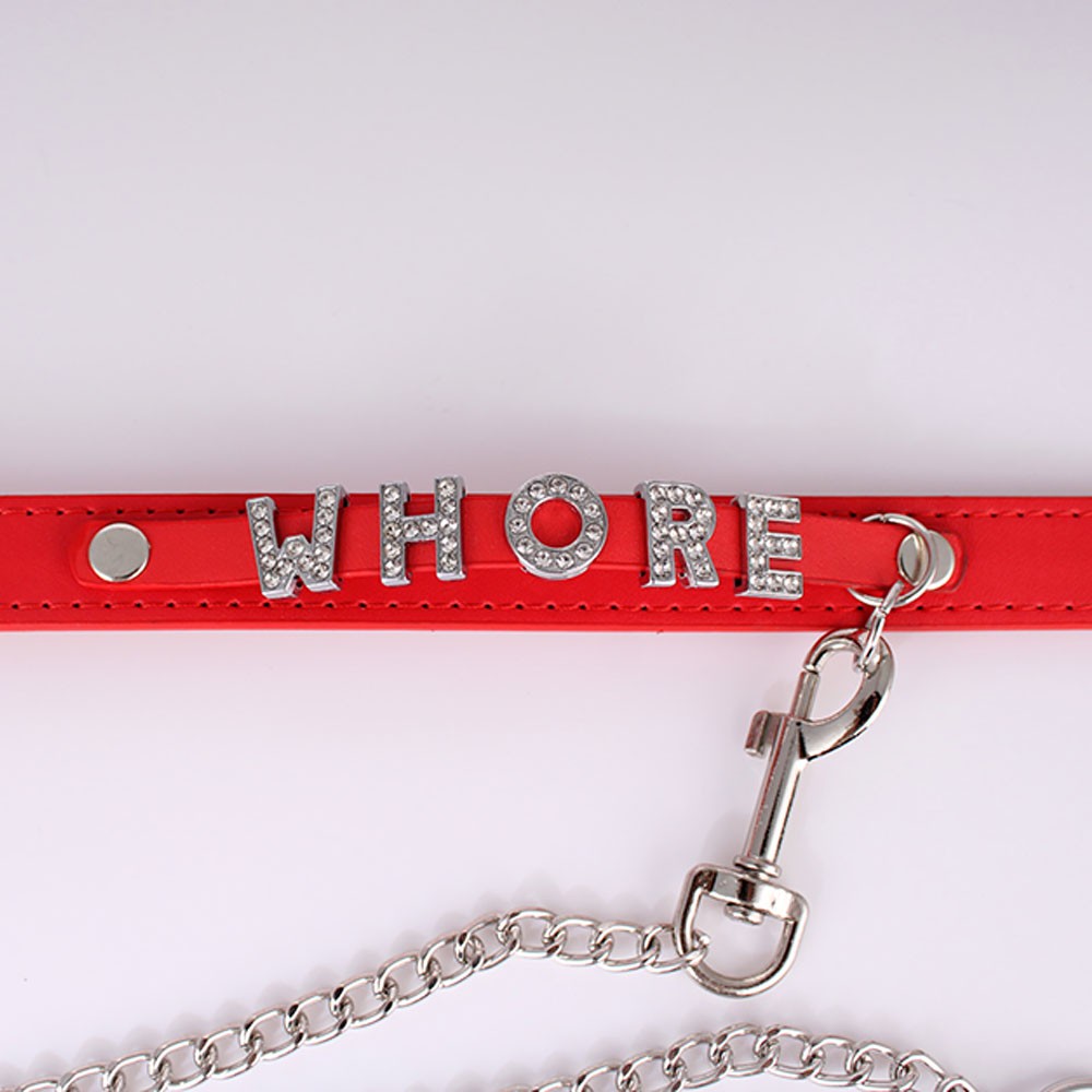 Modern Leather Buckled Choker Custom Letter BITCH WHORE CUM G5 Collar Necklace