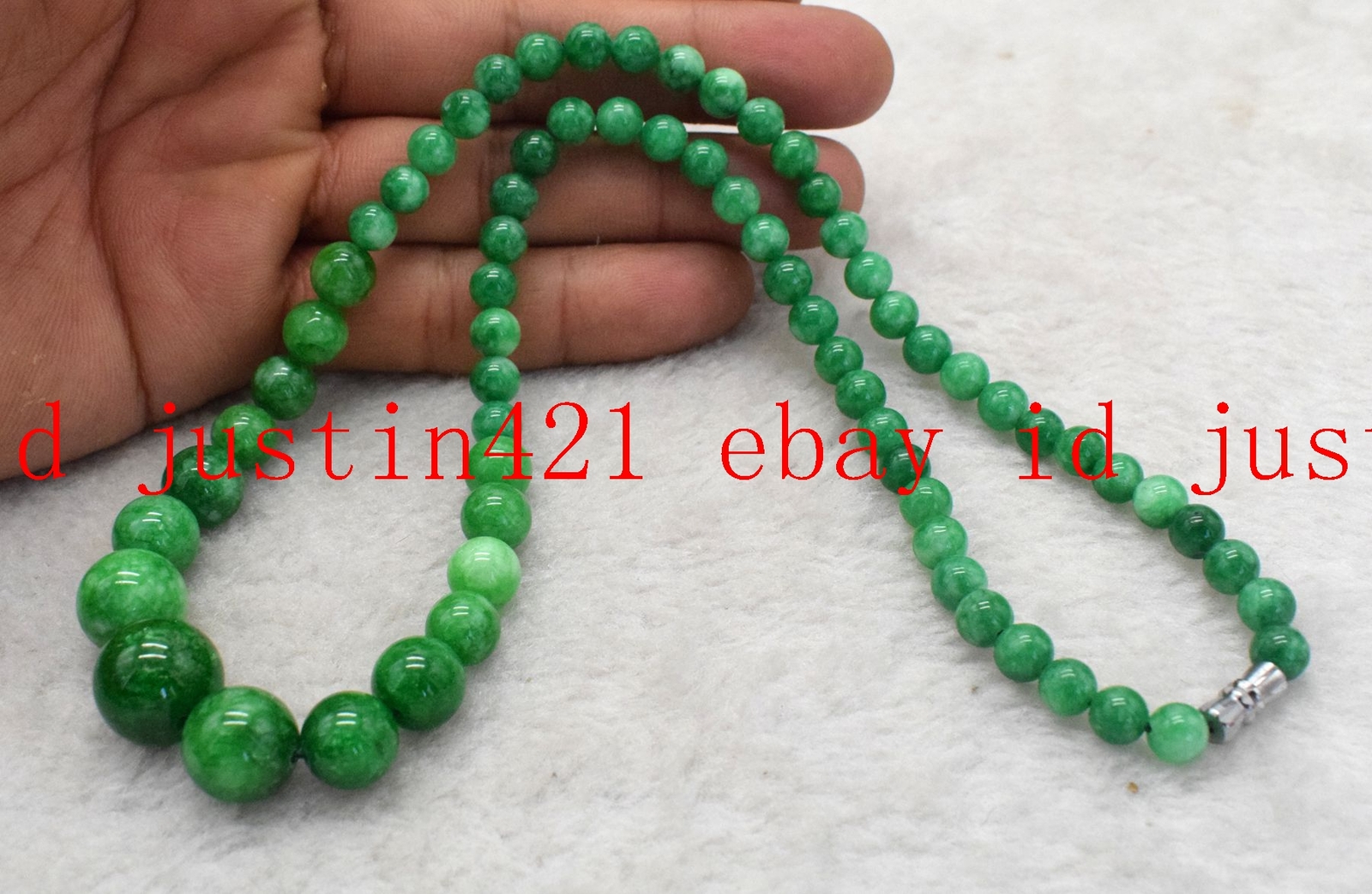 Pretty 6-14mm Natural Green Jadeite Jade Round Gemstone Necklace 18” AAA