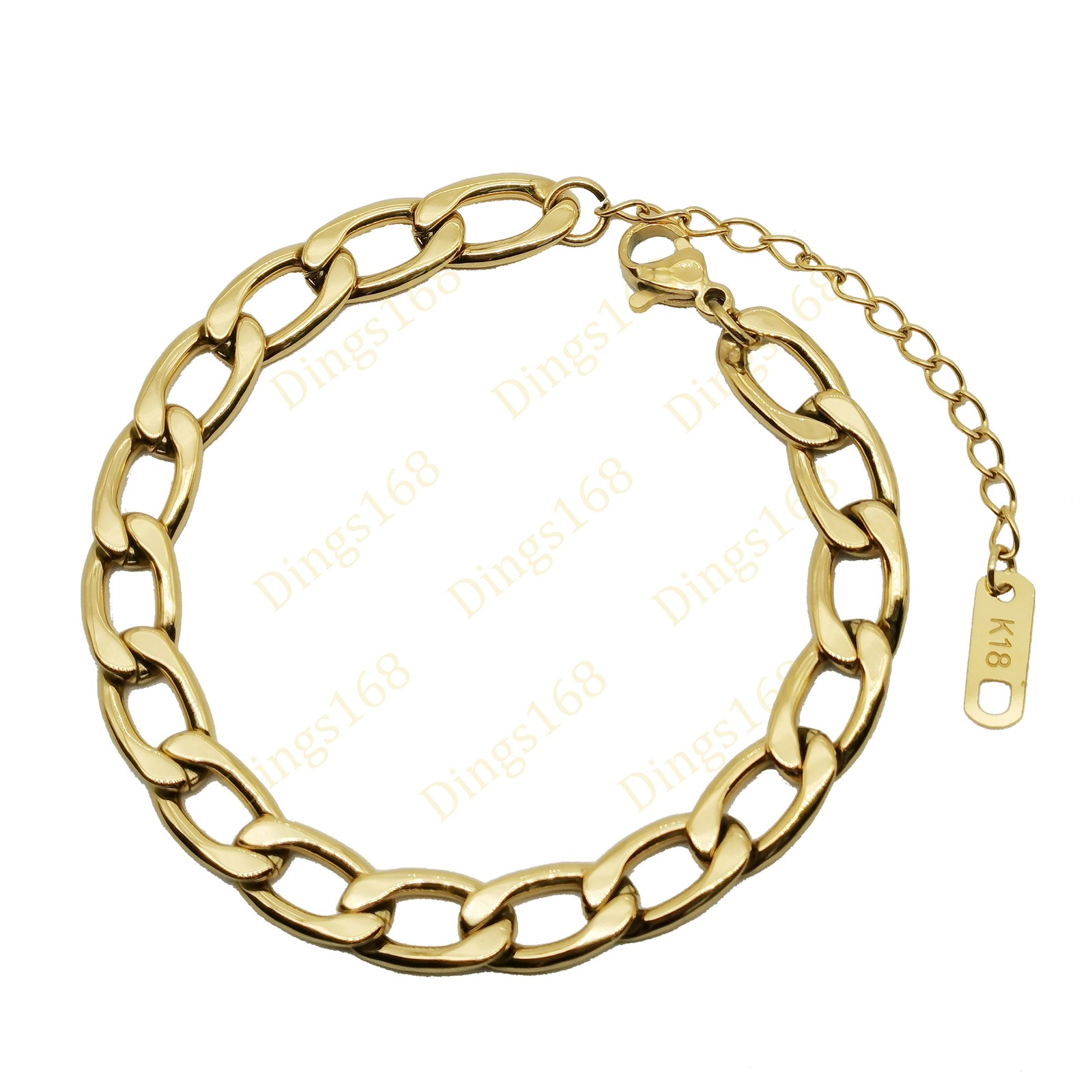 Genuine 18K Yellow Gold Filled High-Polished 6.2mm Curb Link Chain Bracelet H276
