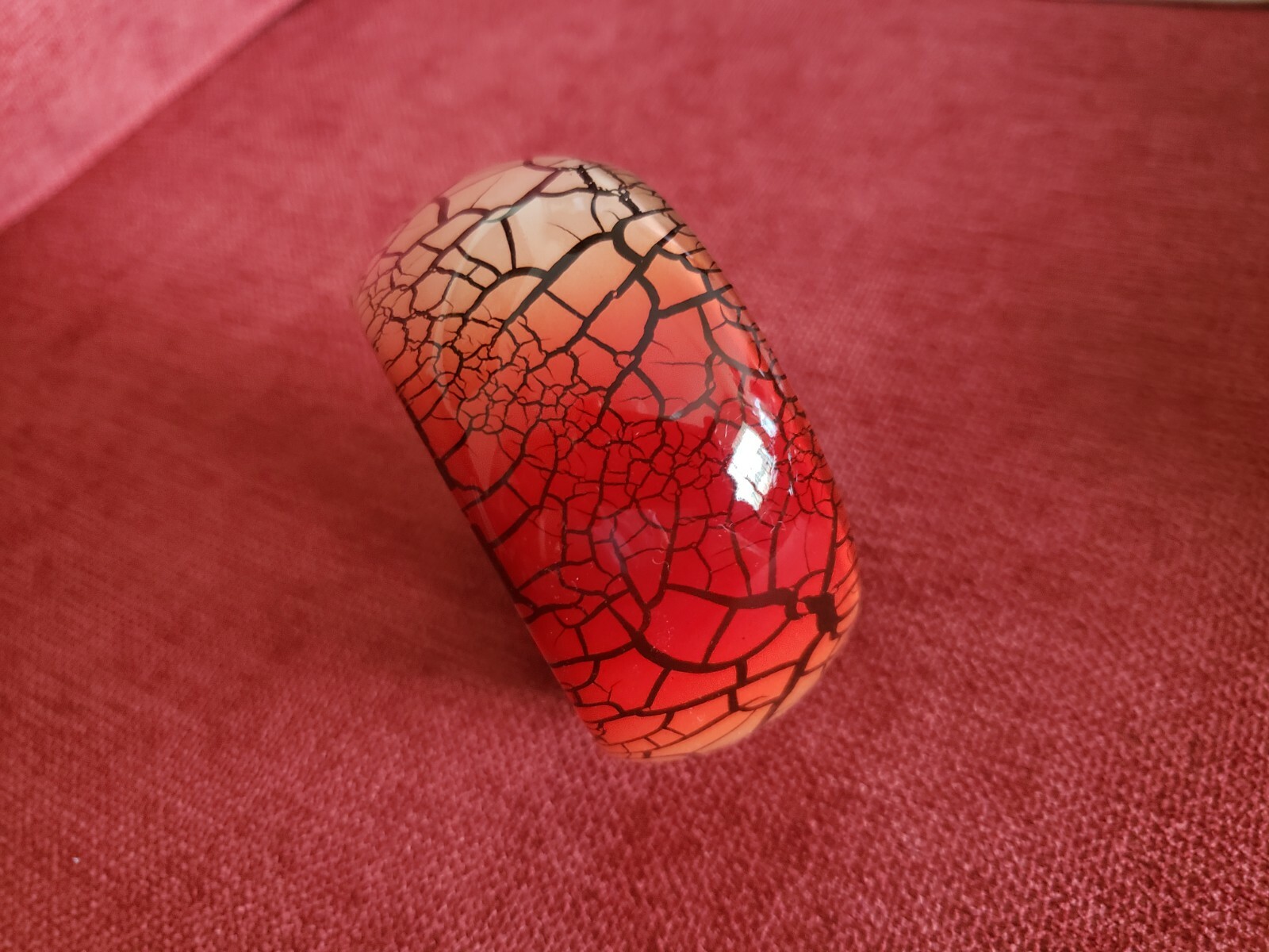 2″ Wide Red Beige Black Plastic Bracelet Bangle 2 5/8″ in Diameter One Size