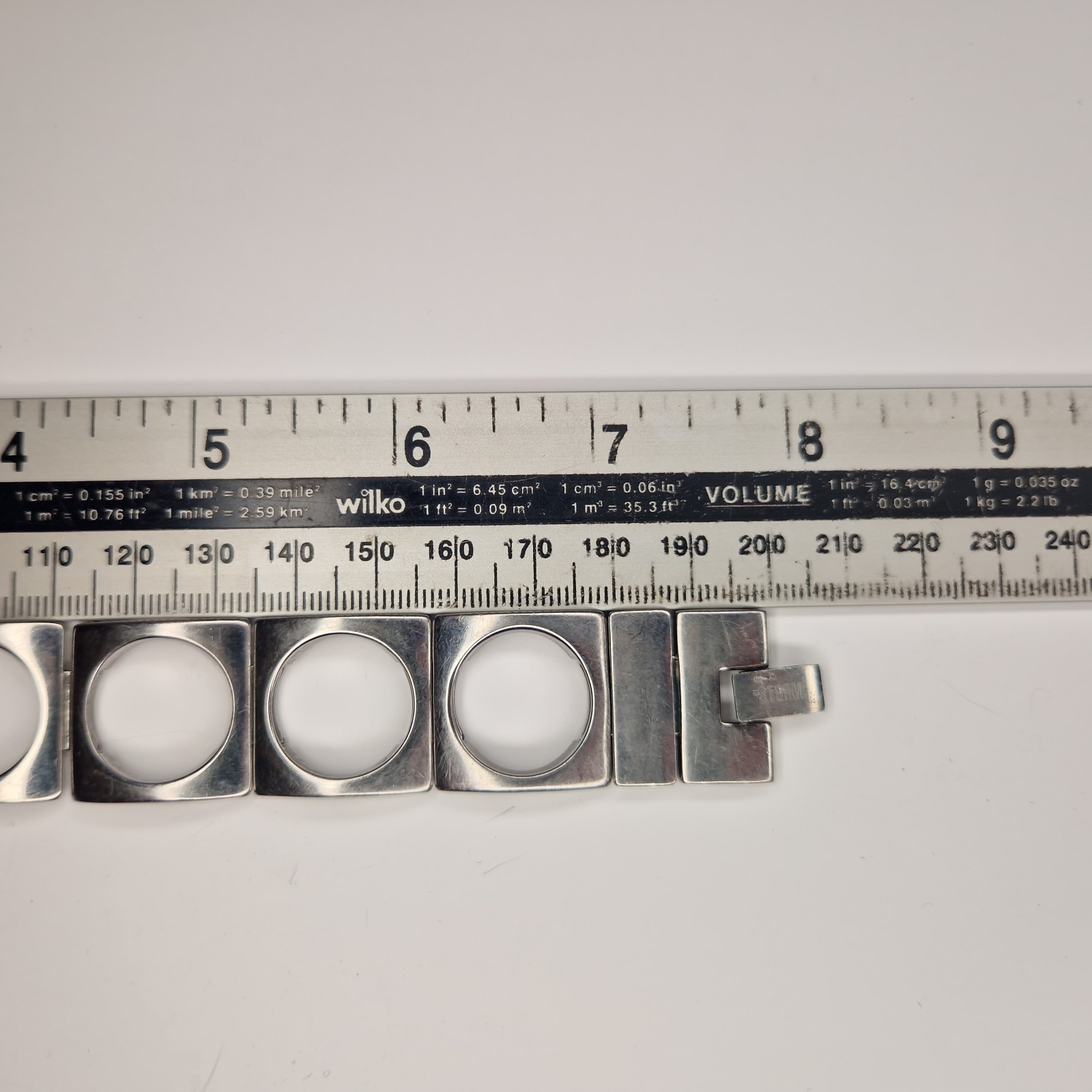 Storm Stainless Steel Bracelet 2cm Wide Unisex Chunky Square Link Vintage 20cm