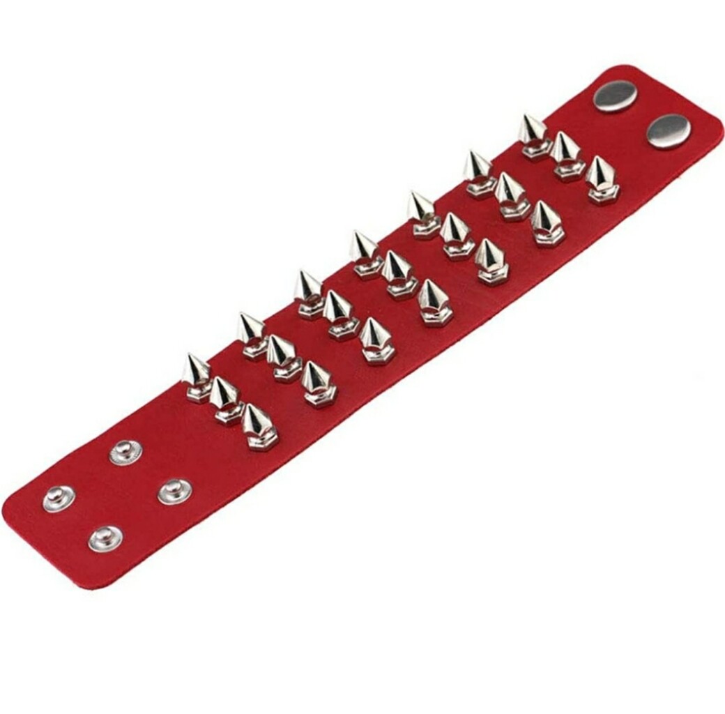 Unisex Black Metal Spike Studded Punk Rock Biker Wide Strap Leather Bracelet USA
