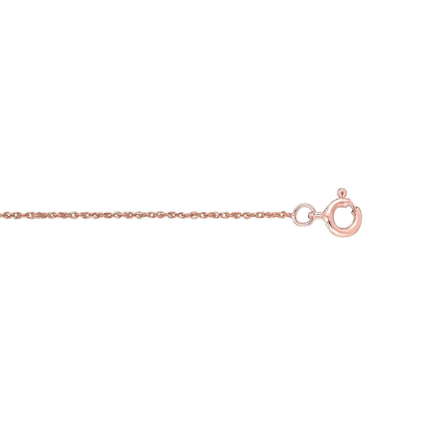 10k Rose Gold Rope Chain Necklace, 0.5mm, 16″