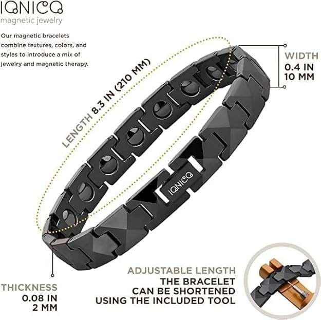 Pulsera magnética para hombre y mujer de 4000 Gauss – Negra