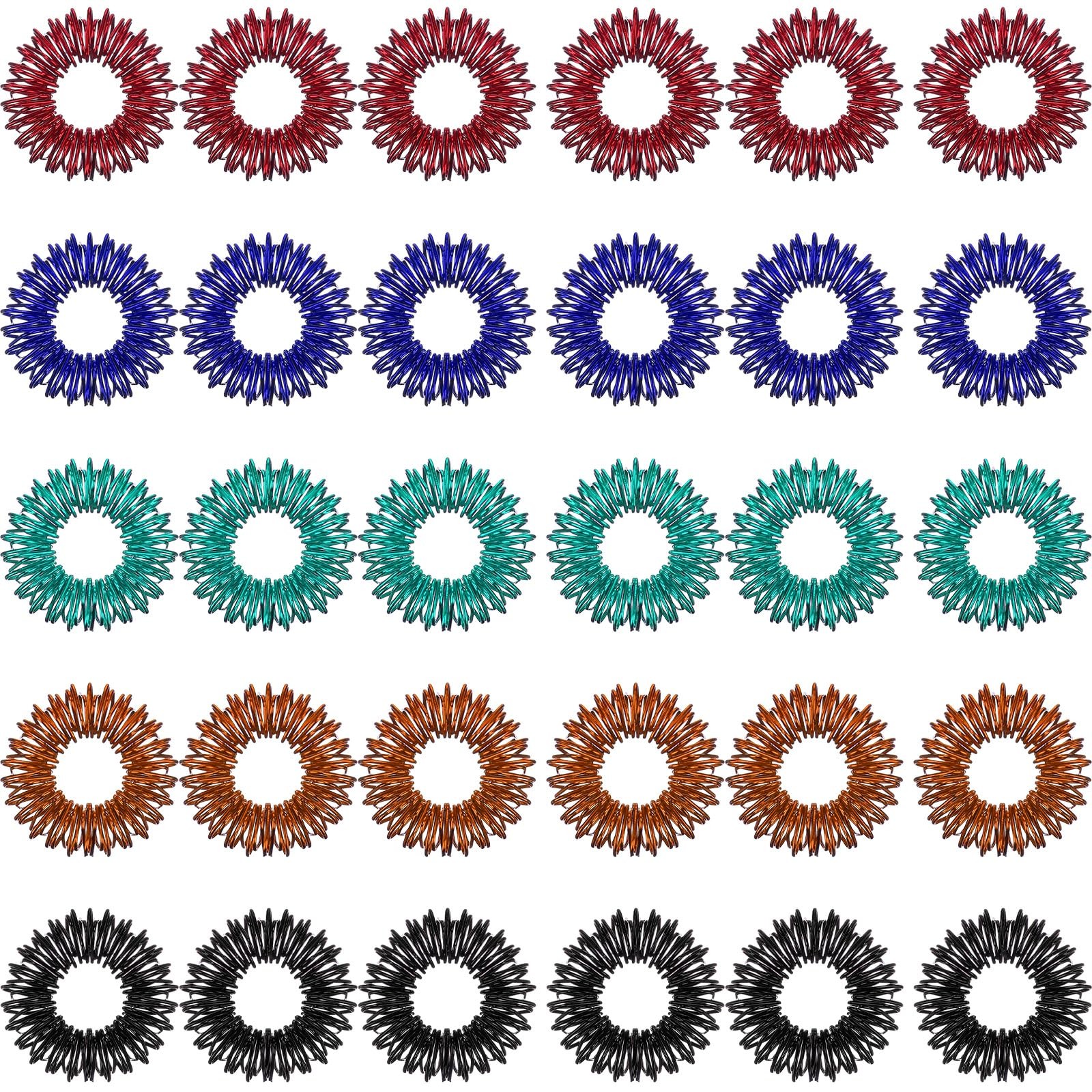 30 Pieces Acupressure Rings Spiky Sensory Rings for Fingers Stress Relief Fidget