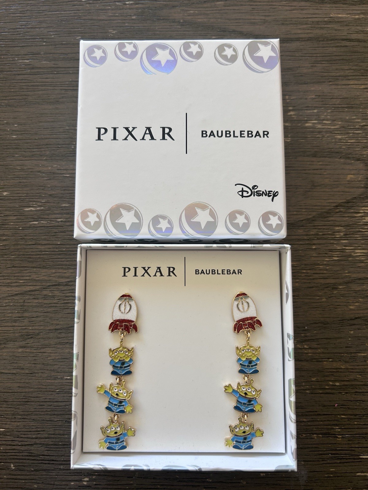 Disney Baublebar Pixar Toy Story Rocket Ship Alien Pizza Planet Dangle Earrings