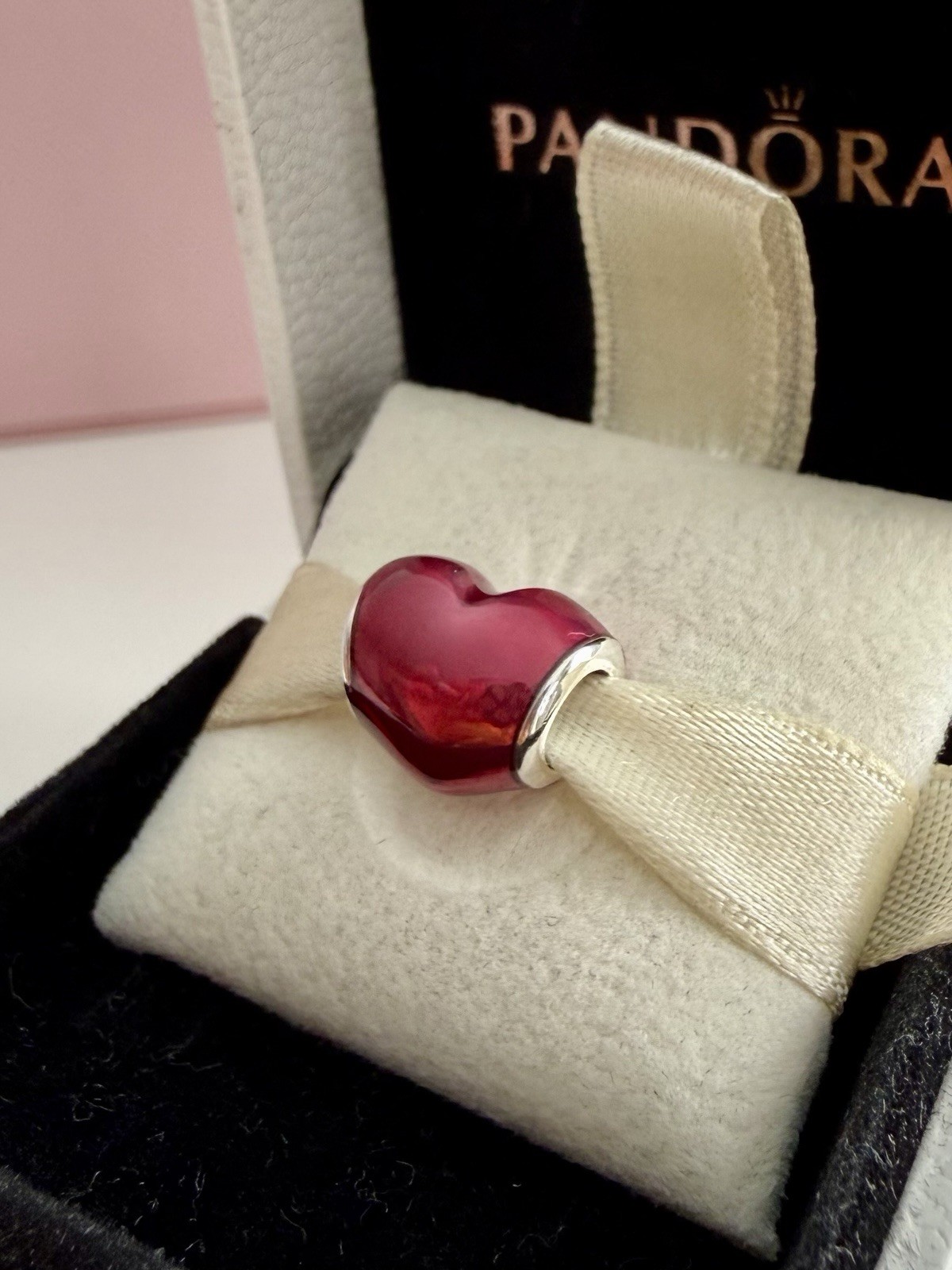 Pandora SSilver In My Heart, Fuschia Enamel Charm Valentine#791814EN62 Authentic