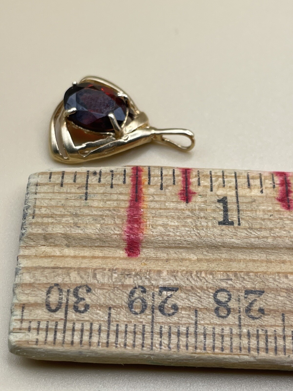 January Garnet birthstone gold plated pendant Beautiful Stone triangle setting