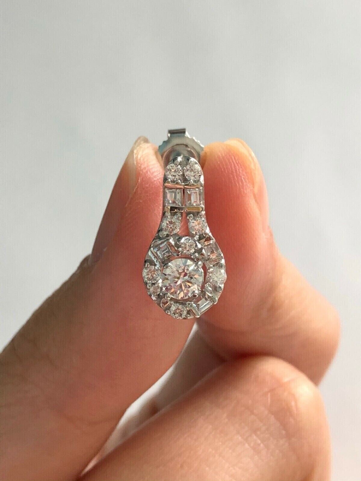 1.50Ct Round Cut Simulated Diamond Vintage Drop Earring In 14k White Gold Plated