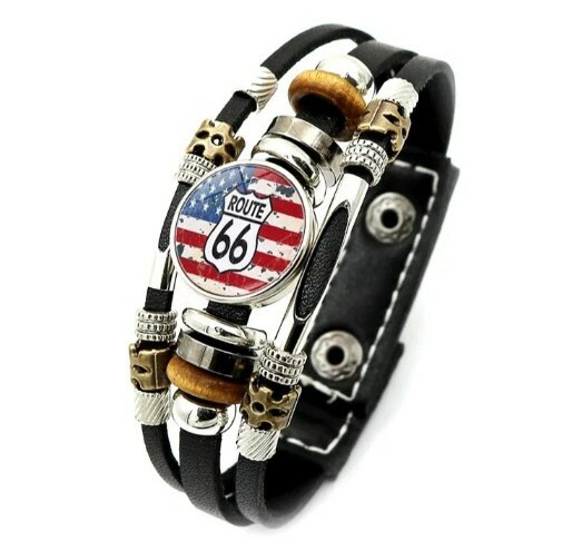 Route 66 Unisex Leather Bracelet