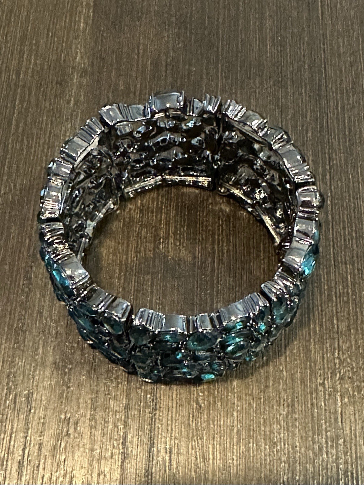 Chunky Emerald Teal Crystal Multi-Hinged Statement Bracelet