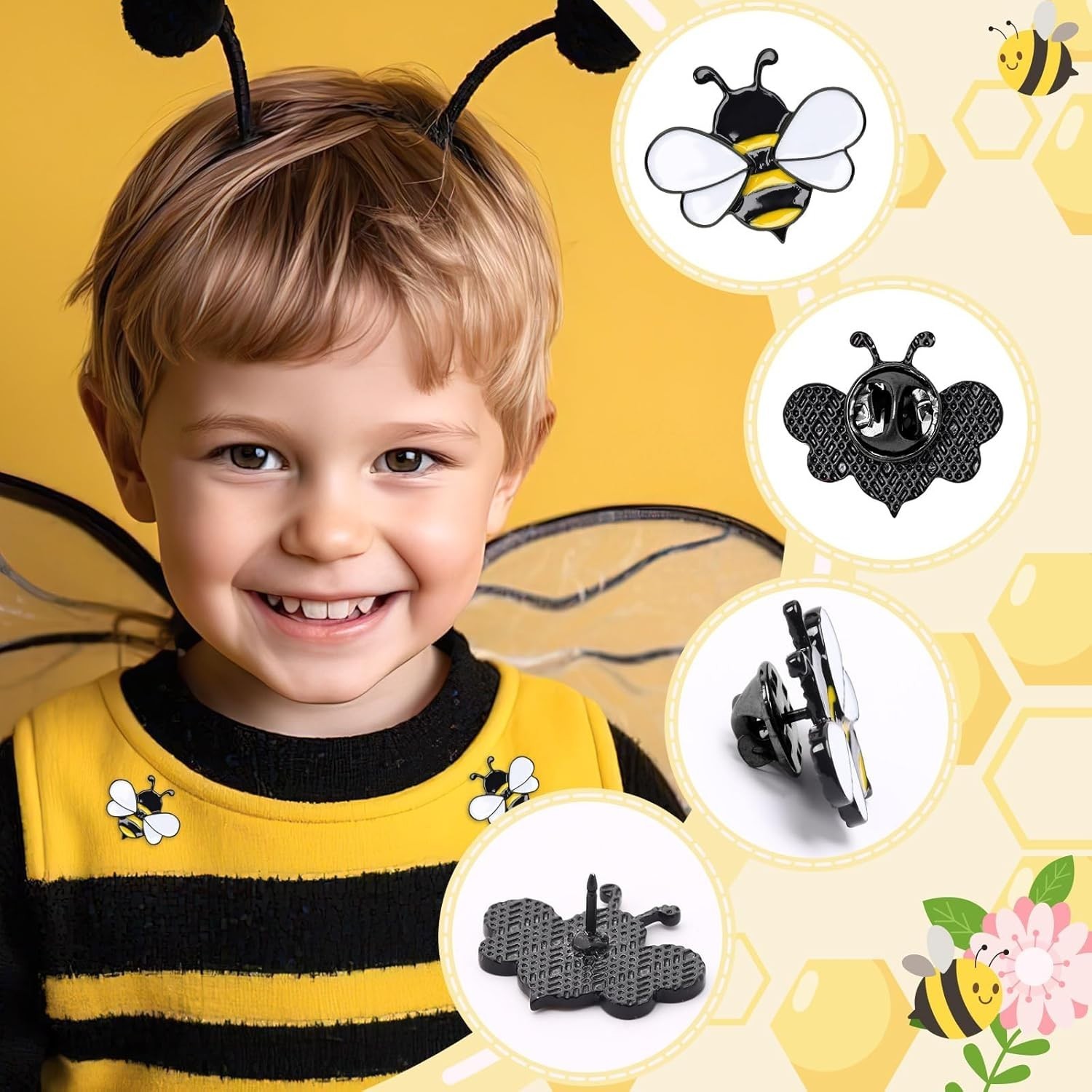 72PCS Bee Enamel Pins Honey Bee Brooch Pins Cute Bee Lapel Pins Bulk Bee Badg…