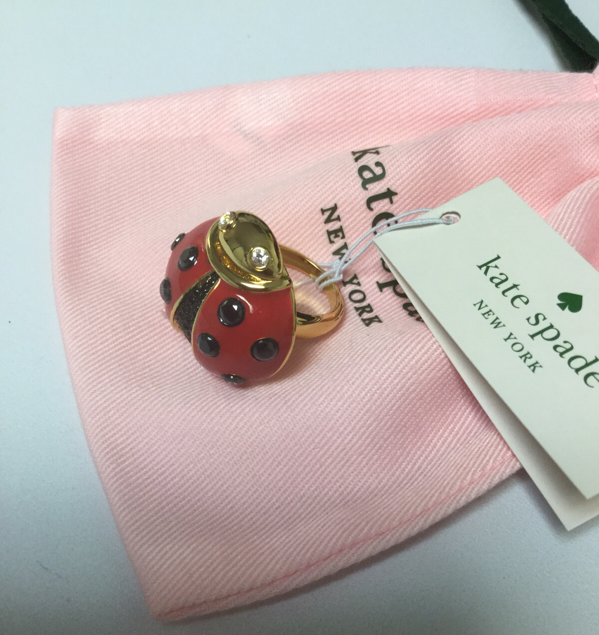 NWT Kate Spade NewYork 12 K Gold Plated Little Ladybug Ring Size 6 New