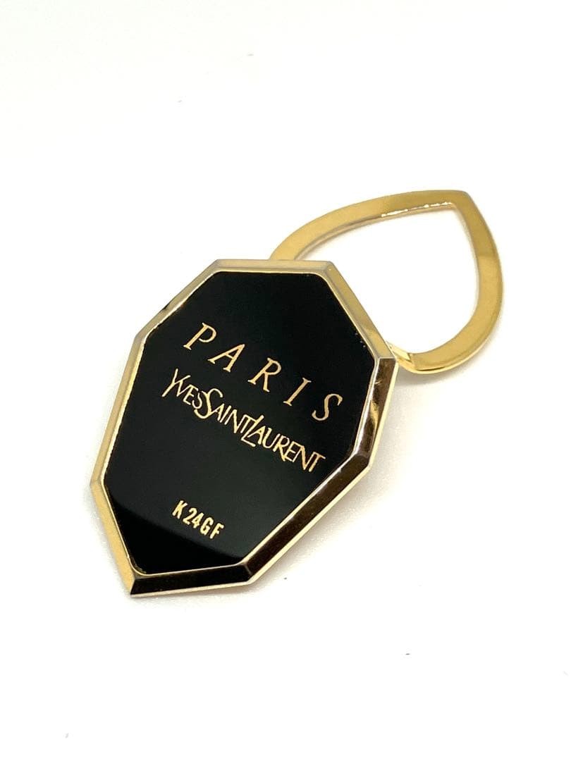 Yves Saint Laurent Necklace Brooch K24GF Gold Black Onyx 3.6cm x 2.5cm