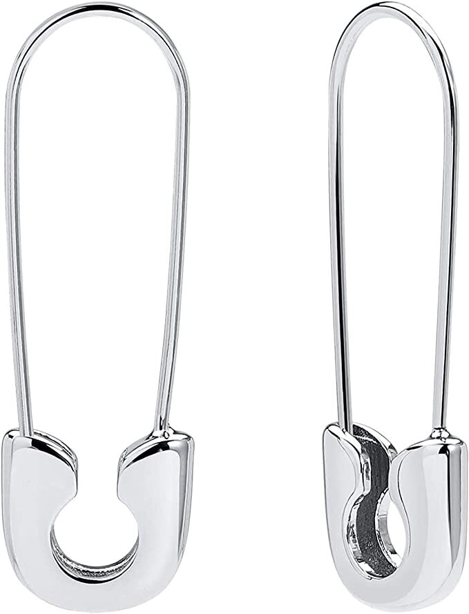 Silver – Safety Pin Earrings for Women Paper Clip Earrings, Woman’s Fashion