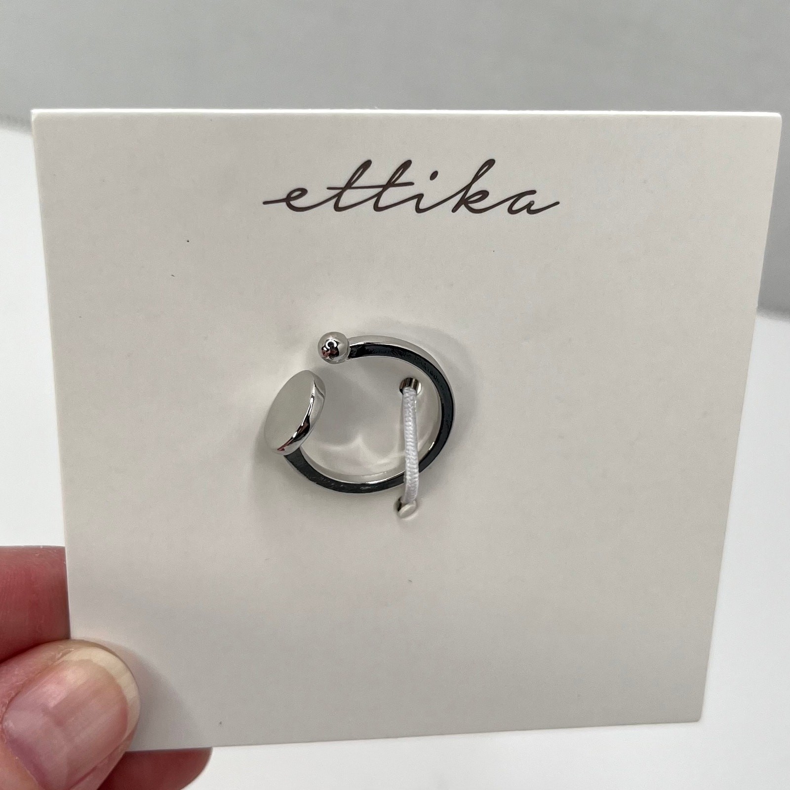 Ettika Fashion Jewelry Silver Round Flat Top Open Ring GTR240 NWT Size 7