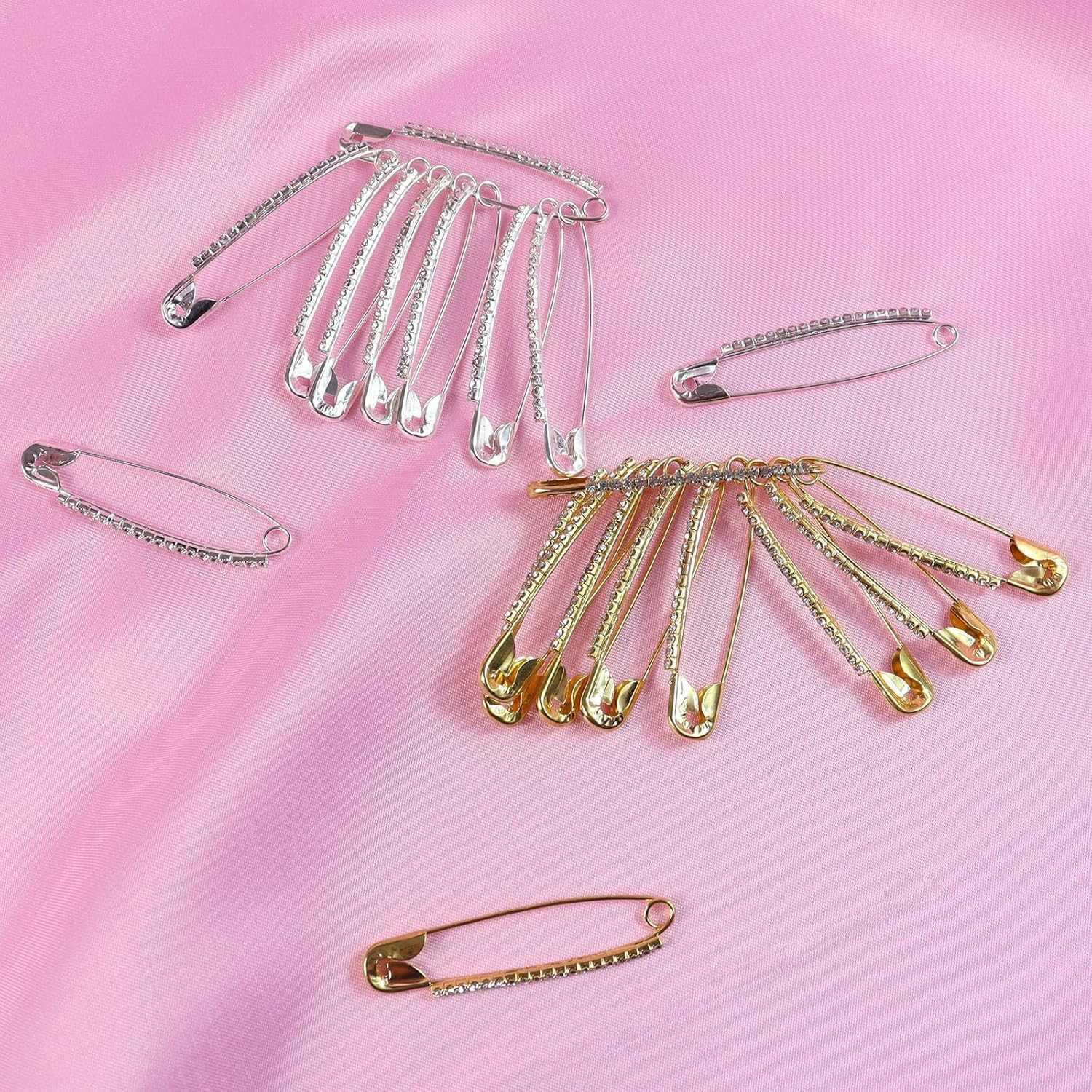 20PCS Rhinestone Safety Pins Gold Brooch – Hijab Pins, Charms for Socks, Brooche