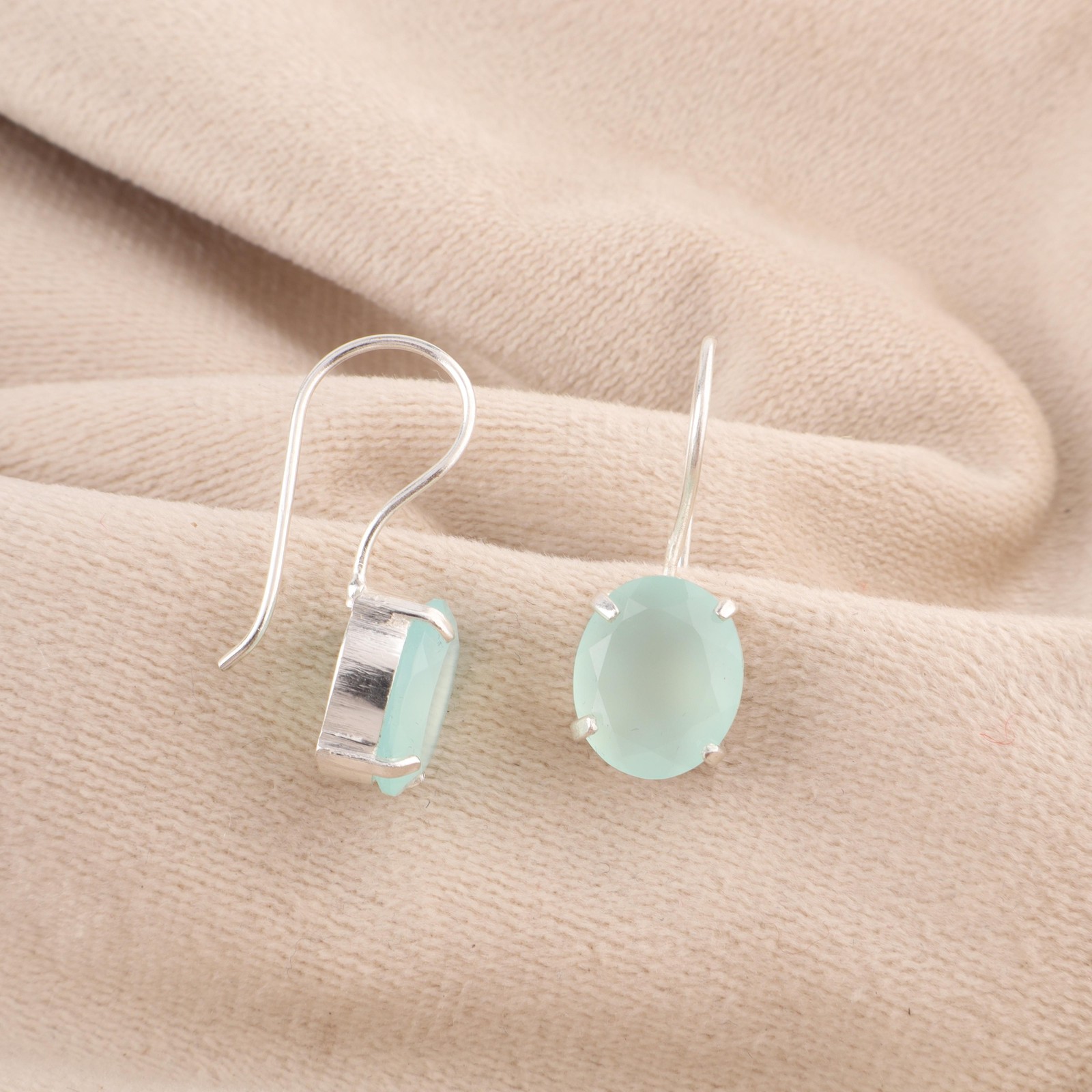 Aqua Chalcedony Anniversary Delicate Drop New Earrings Jewelry Sterling Silver