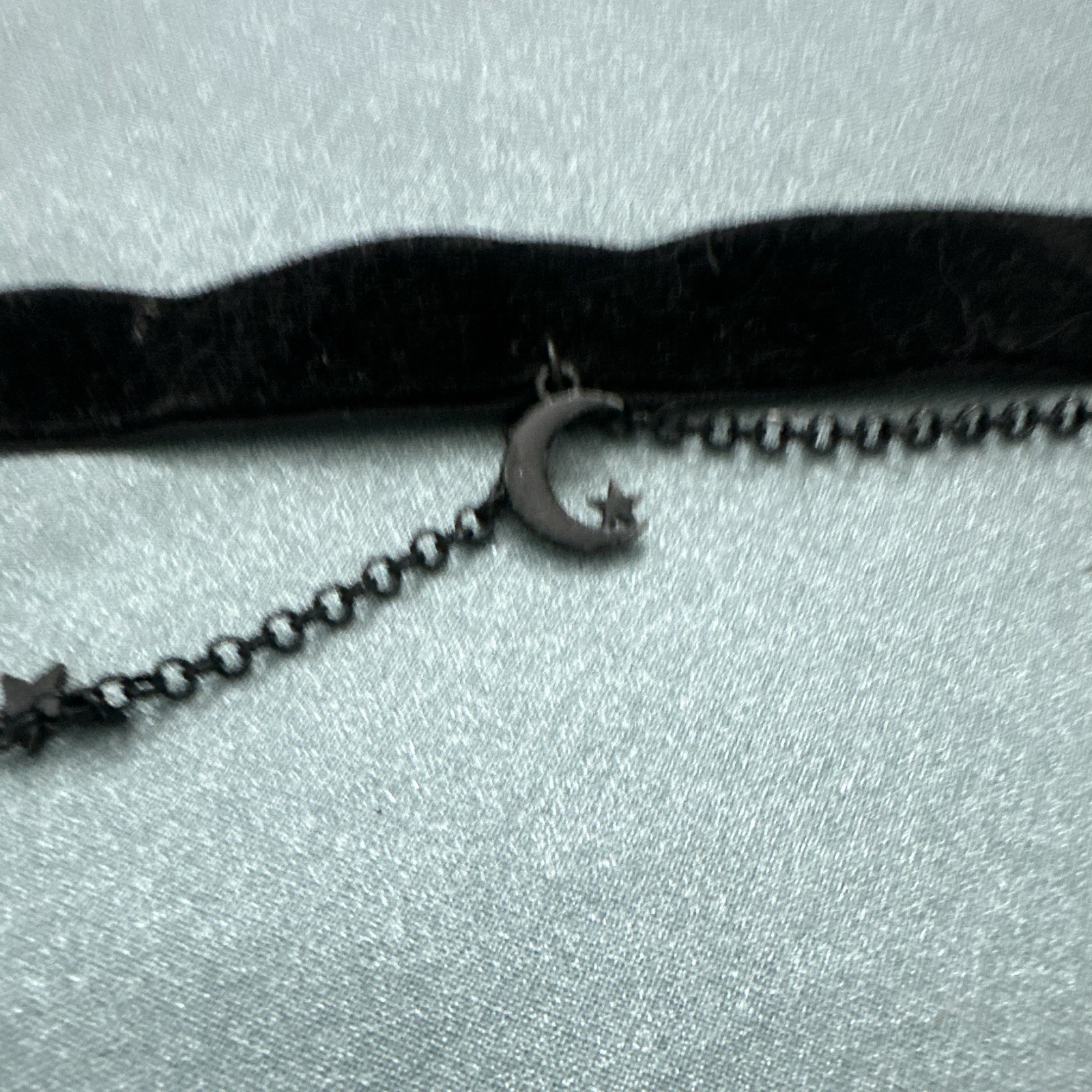 Black Velvet Celestial Choker Necklace w/ Star & Moon Charms