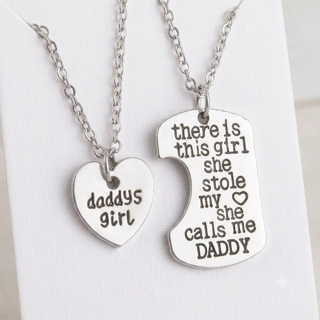 Daddys Girl Necklace Set Father Daughter Matching Heart Pendant Jewelry Gift 1PC
