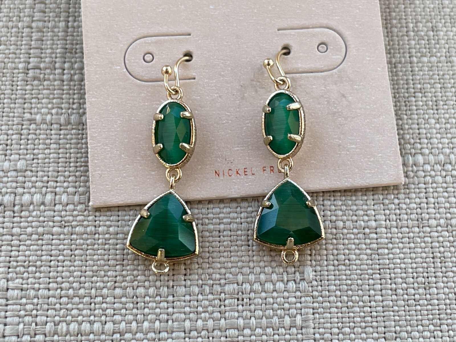 14th & Union Women Earrings Green Stone Gold Tone Fashion Jewelry new